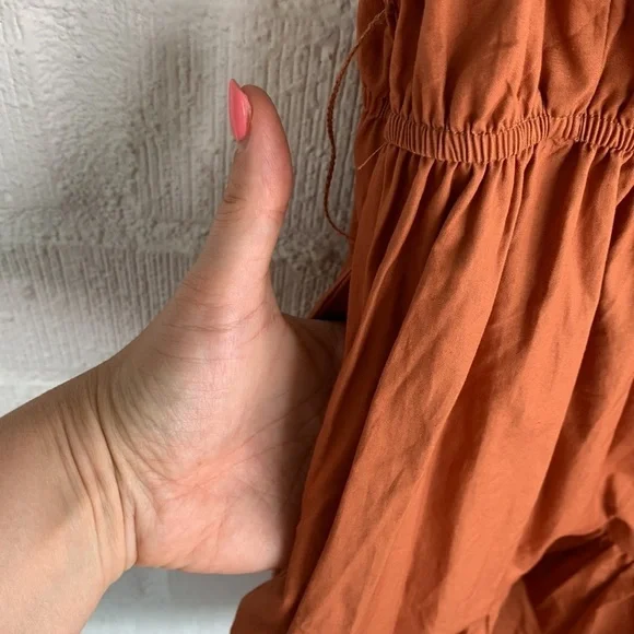 Secret Mission Bartolina Ruffled Cotton Crochet Flutter Sleeve Pocket Dress sz L - Picture 13 of 16